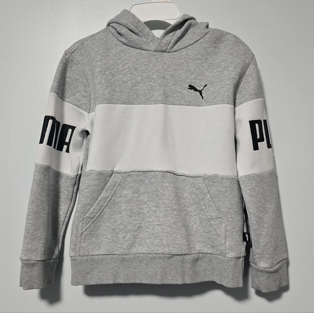 Puma Youth Boy's Size 7-8 Hoodie in Gray and White - Picture 1 of 11